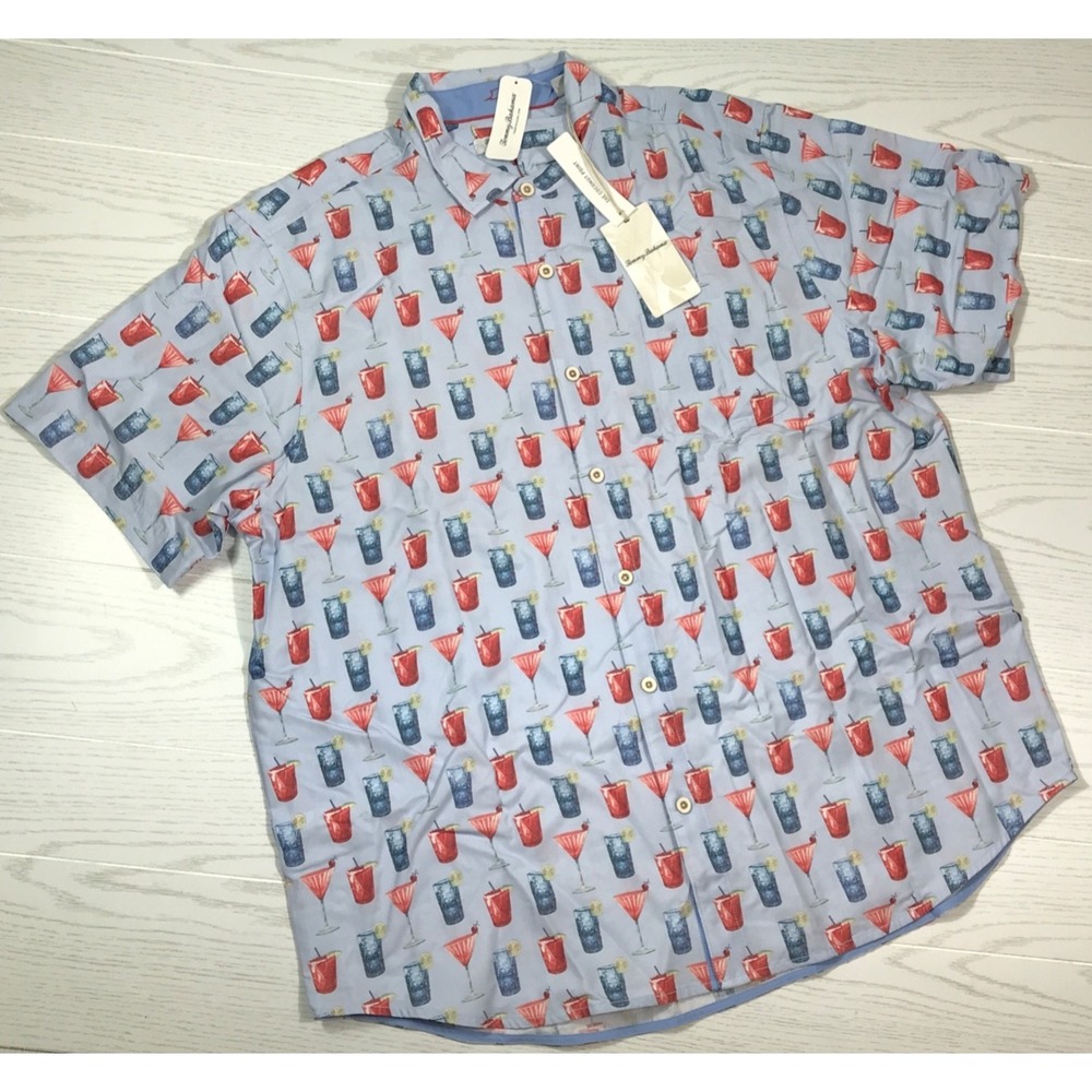 Tommy Bahama Hawaiian Shirt Men 2XL Coconut Point Cocktails Short Sleeve New